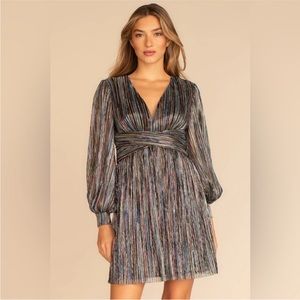 Metallic multi-color Trina Turk v neck dress size 8 NWT